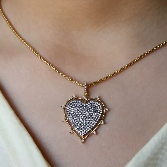 Jewelry - CZ SILVER GOLD HEART NECKLACE